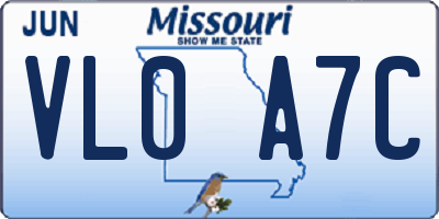 MO license plate VL0A7C
