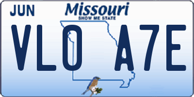MO license plate VL0A7E