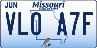 MO license plate VL0A7F
