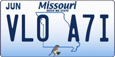 MO license plate VL0A7I