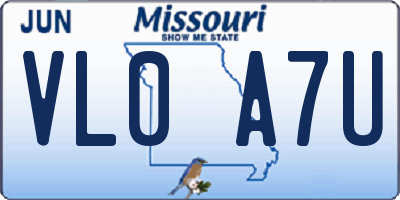 MO license plate VL0A7U