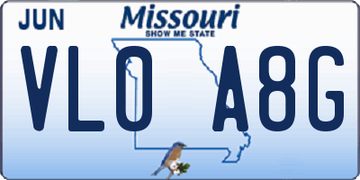 MO license plate VL0A8G