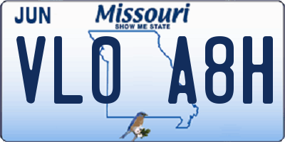 MO license plate VL0A8H