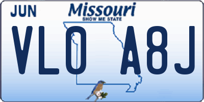 MO license plate VL0A8J