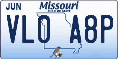 MO license plate VL0A8P