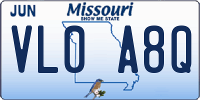 MO license plate VL0A8Q