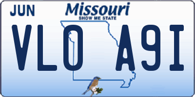 MO license plate VL0A9I