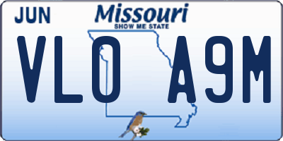 MO license plate VL0A9M
