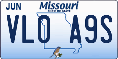 MO license plate VL0A9S