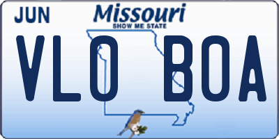 MO license plate VL0B0A