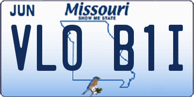 MO license plate VL0B1I