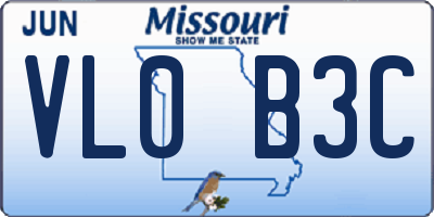 MO license plate VL0B3C