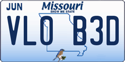 MO license plate VL0B3D