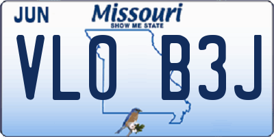 MO license plate VL0B3J