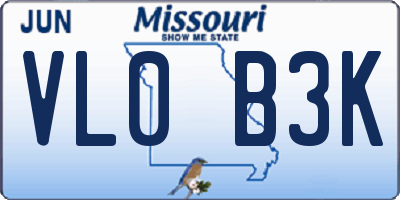 MO license plate VL0B3K