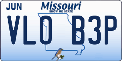 MO license plate VL0B3P