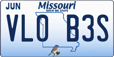 MO license plate VL0B3S