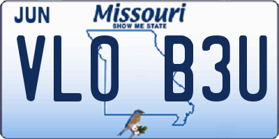 MO license plate VL0B3U