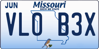 MO license plate VL0B3X