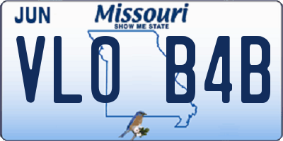MO license plate VL0B4B