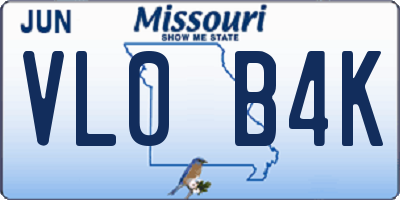 MO license plate VL0B4K