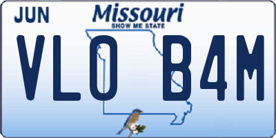 MO license plate VL0B4M