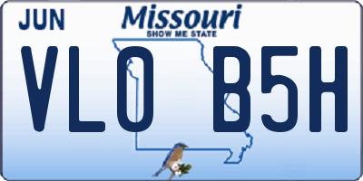 MO license plate VL0B5H