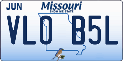 MO license plate VL0B5L