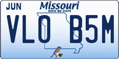 MO license plate VL0B5M