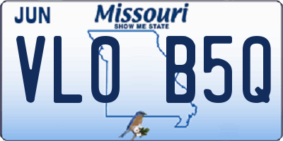 MO license plate VL0B5Q
