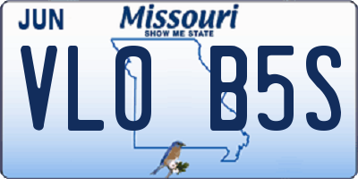MO license plate VL0B5S
