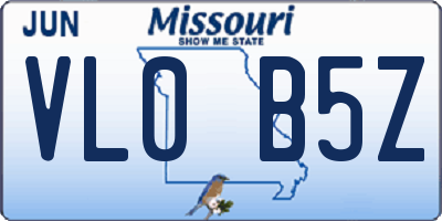 MO license plate VL0B5Z