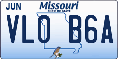 MO license plate VL0B6A