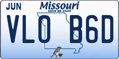 MO license plate VL0B6D