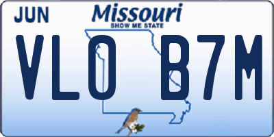 MO license plate VL0B7M