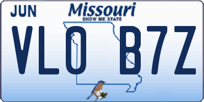 MO license plate VL0B7Z