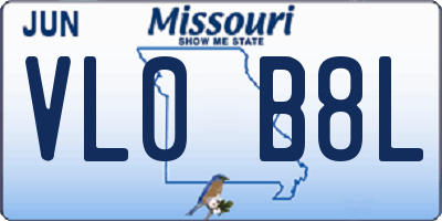 MO license plate VL0B8L