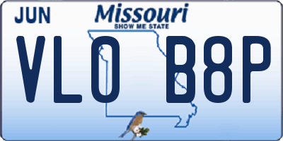 MO license plate VL0B8P