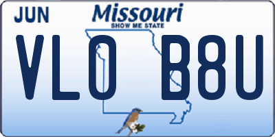 MO license plate VL0B8U