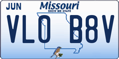 MO license plate VL0B8V