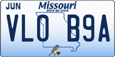 MO license plate VL0B9A
