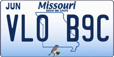MO license plate VL0B9C