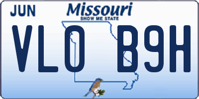 MO license plate VL0B9H