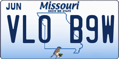 MO license plate VL0B9W