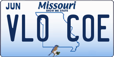 MO license plate VL0C0E