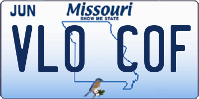 MO license plate VL0C0F