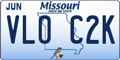 MO license plate VL0C2K
