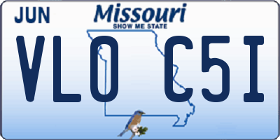 MO license plate VL0C5I