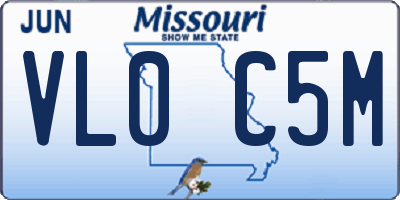 MO license plate VL0C5M