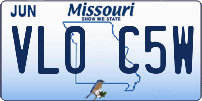 MO license plate VL0C5W